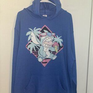 Vintage Disney Retro Lilo & Stitch Hoodie Kangaroo Pocket Blue Delta Tag 2x Rare